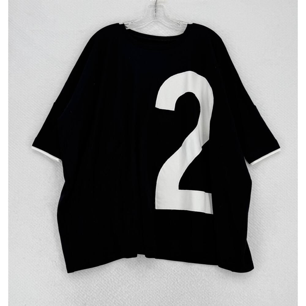 Locker Room Clothes Black "2" Graphic Oversized Short Sleeve T Shirt Sz S